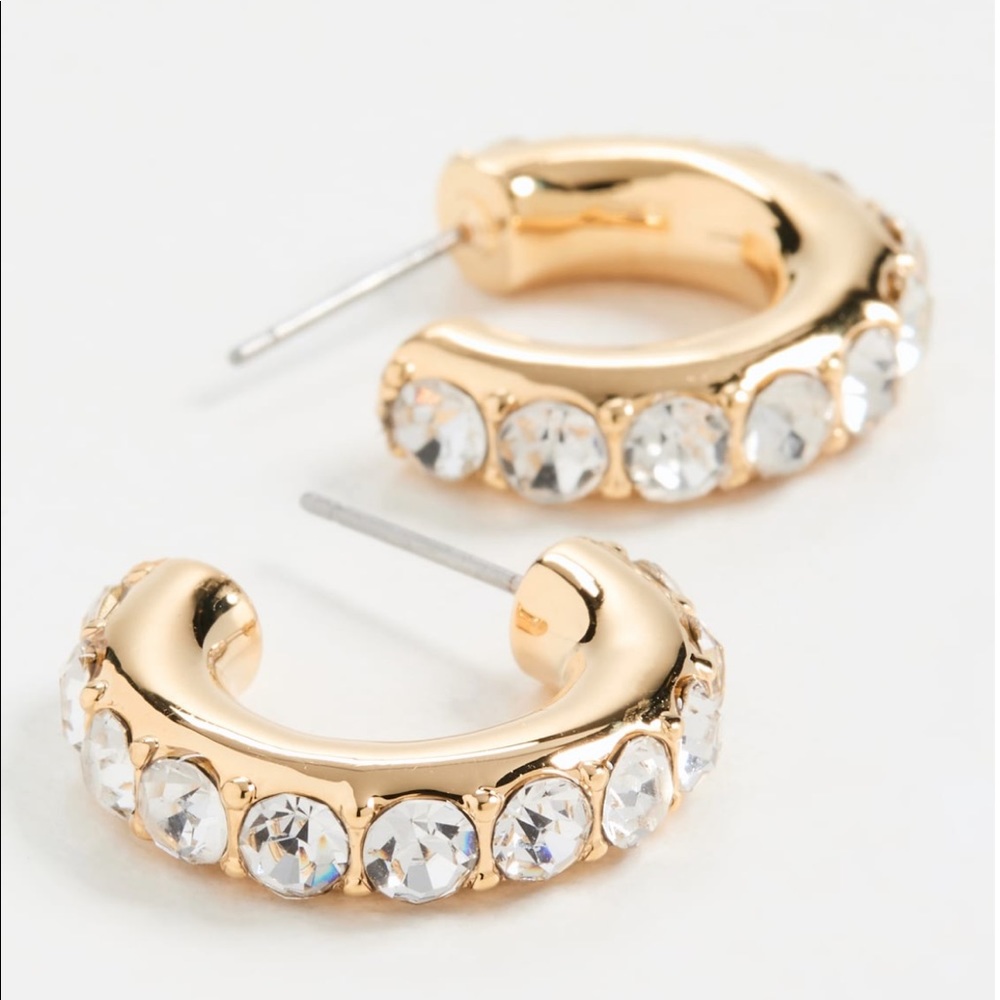 Lele Sadoughi Crystal Chubbie Pave Huggie  Hoops